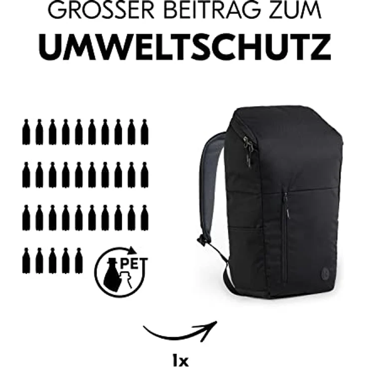 Hauck deuter Rucksack Pack N Walk, Nachhaltiger Wickelrucksack aus 100% recyceltem Polyester, PET-Flaschen, deuter CONTACT, Gurte Verstellbar, Groß - 22 Liter, Laptop Rucksack (Black) – Bild 4