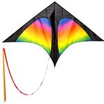Wolkenstürmer Delta Kinderdrachen Rainbow mit 3m Drachenschwanz, idealer Einsteigerdrachen