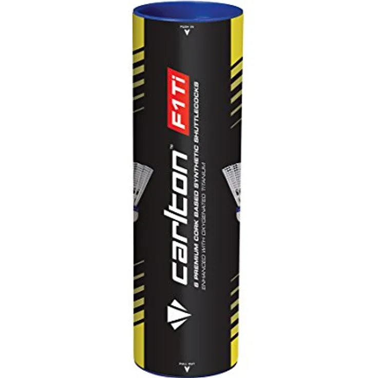 Carlton Premium Badmintonball F1 TI Weiß – Rot, Schnell (78 Grains), für Turnier- und Vereinsspieler (1x6er Dose)