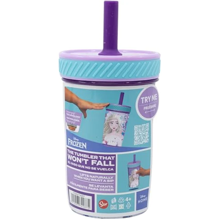 Stor PP-Trinkbecher mit Silikon-Trinkhalm, 370 ml, BPA-frei, Frozen Violet – Bild 5
