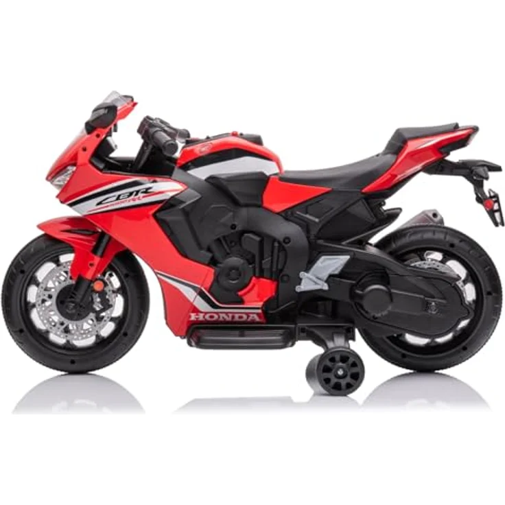 Sun Baby Kinder Elektro Motorrad CBR 1000RR, 12V Kinderfahrzeug mit 2 abnehmbaren Stützrädern (Rot) – Bild 2