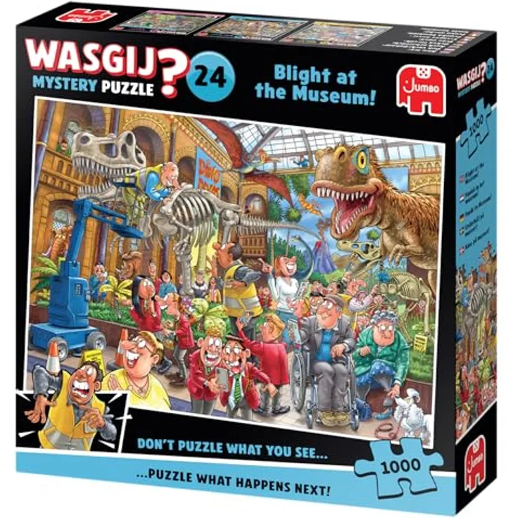 Jumbo Wasgij Mystery 24 – Panik im Museum – 1000 Teile Puzzle aus 100% recyceltem Karton, lustig und herausfordernd