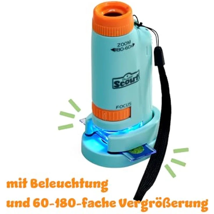 SIMBA Outdoor Forschen und Entdecken Scout Taschenmikroskop, Mikroskop mit 60-180-facher Vergrößerung und Beleuchtung, ab 5 Jahren – Bild 3