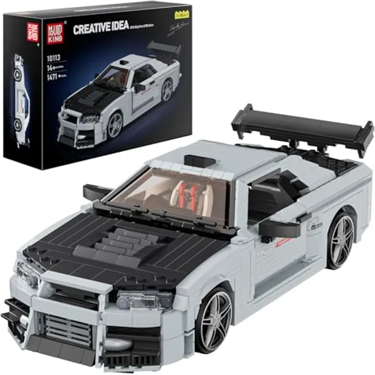 Mould King 10113 Technik Speed Champion GTR Supersportwagen, Modellbausatz mit 1513 Teilen, realistische Details und lenkbare Vorderräder