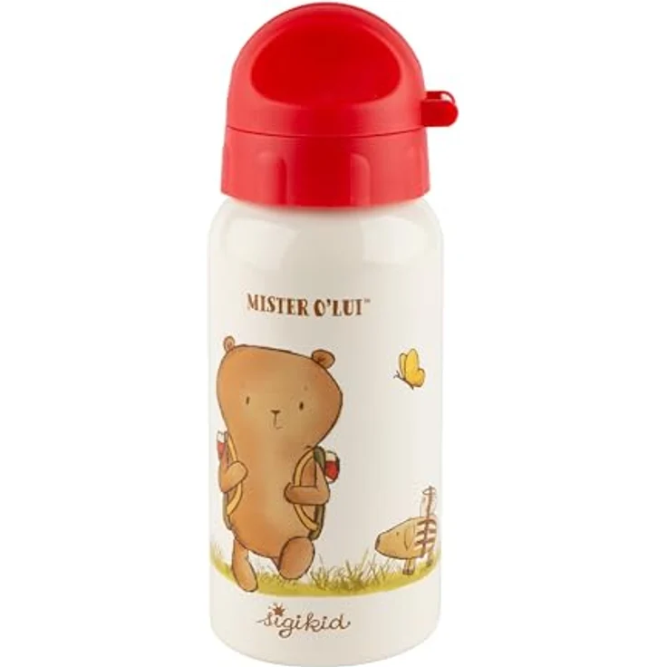 Sigikid Kinder Trinkflasche Mister O'Lui, 400 ml - Auslaufsicher, Edelstahl, bruchsicher, blau – Bild 1