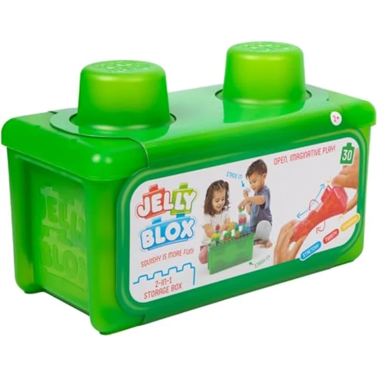 Jelly Blox Stash & Stack, 2-in-1 Aufbewahrungskoffer mit 30 sensorischen Bausteinen, Konstruktion Spielzeug für Kinder ab 2 Jahren – Bild 1
