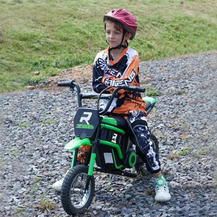 HOMCOM Elektro-Kindermotorrad Kinderfahrzeug Kunststoff Grün, 24V Motor, integrierte Musik, für Kinder 8-12 Jahre – Bild 2