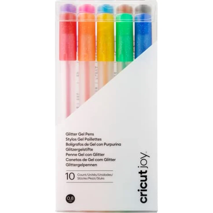 Cricut 2009964 Glitter Gel Pen Set | Regenbogen | Feinpunkt 0, 8 mm | 10 Pack | Zur Verwendung Joy, mehrfarbig, Cricut Joy – Bild 1