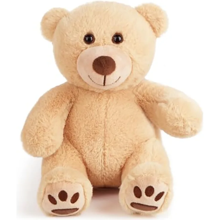 LotFancy Teddybär Plüschtier, 25 cm Klein Braunbär, weiches Kuscheltier aus Plüsch, ideales Geschenk für Kinder und Freundinnen, Geburtstag und Valentinstag, hellbraun
