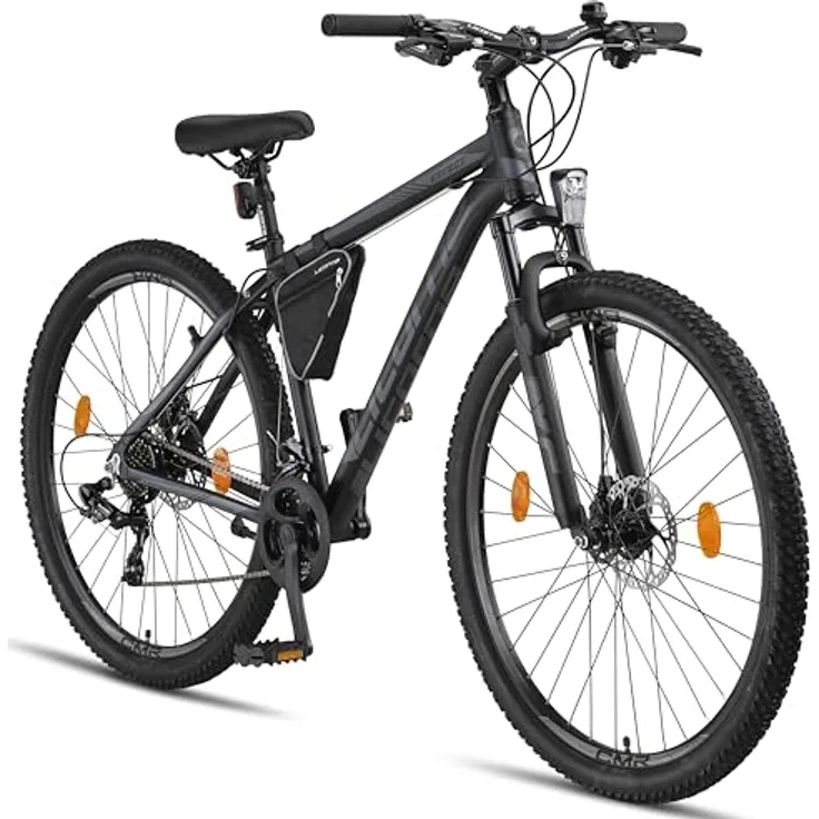 Licorne Bike Effect Premium Mountainbike Aluminium Discbremse Jungen Mädchen 21 Gang Schwarz/Anthrazit (2xDisc-Bremse)
