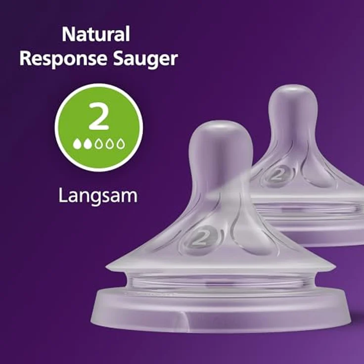 Philips Avent Natural Response Sauger – 2x Sauger für Babyflaschen mit Durchflussstärke 2, für Neugeborene ab 0 Monaten, BPA-frei (Modell SCY962/02) – Bild 7
