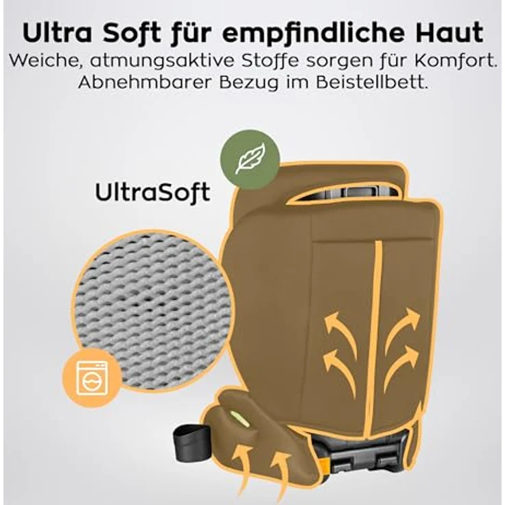 Tulano Joy 25, Kindersitz mit i-Size-Zulassung (ECE R129/03), verstärkter Kopfstütze und waschbarer Polsterung, schwarz – Bild 2