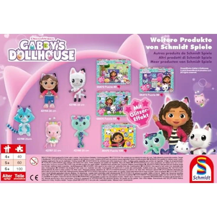 Schmidt Spiele 56473 Glitzerpuzzle, Geburtstagsfeier im Puppenhaus, 60 Teile Kinderpuzzle, bunt – Bild 3