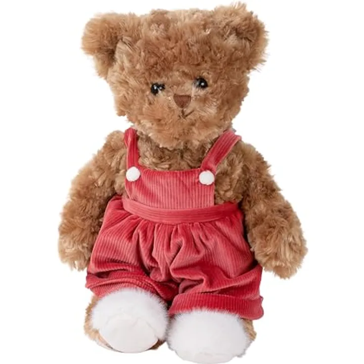 Bukowski Teddybär Prince Filip, 35 cm, braun/rot, aus kuschelweichem Plüsch, handwaschbar bis 30°C