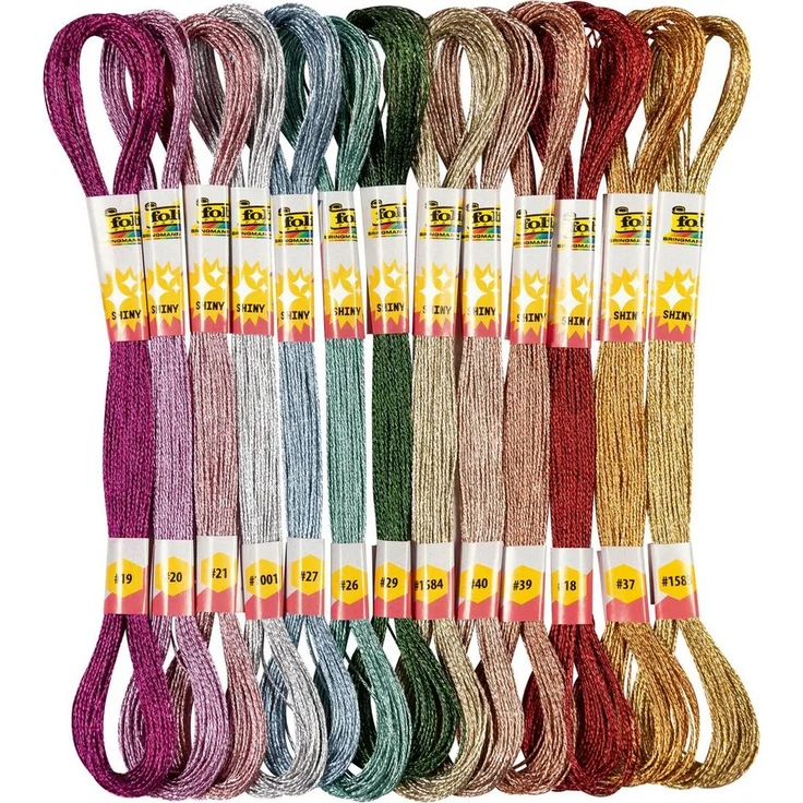 Folia Mettalic Stickgarn, 26 Stück, harmonische Farbkombination – Bild 1