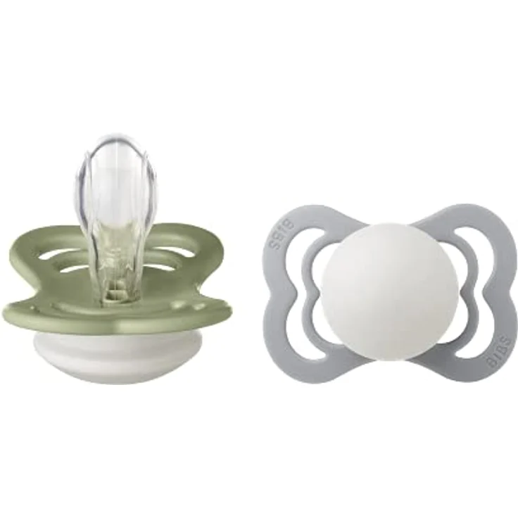 BIBS Supreme Schnuller 2er-Pack, BPA-frei, Symmetrischer Nippel. Silikon, Größe 1 (0-6 Monate), Sage / Cloud Night – Bild 2