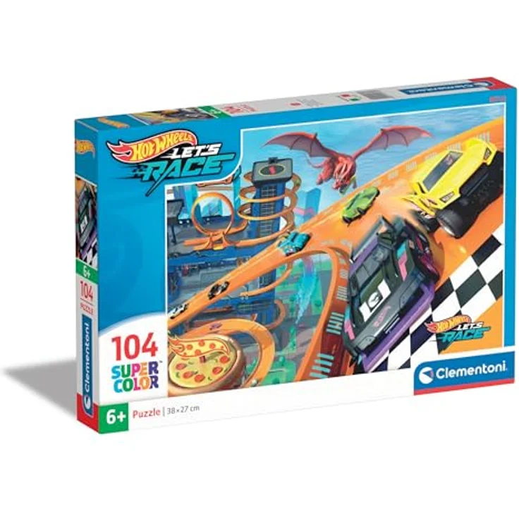 Clementoni Hot Wheels Kinder Puzzle 104 Teile, 37,9 x 26,9 cm, Geschicklichkeitsspiel für Kinder ab 6 Jahren – Bild 1