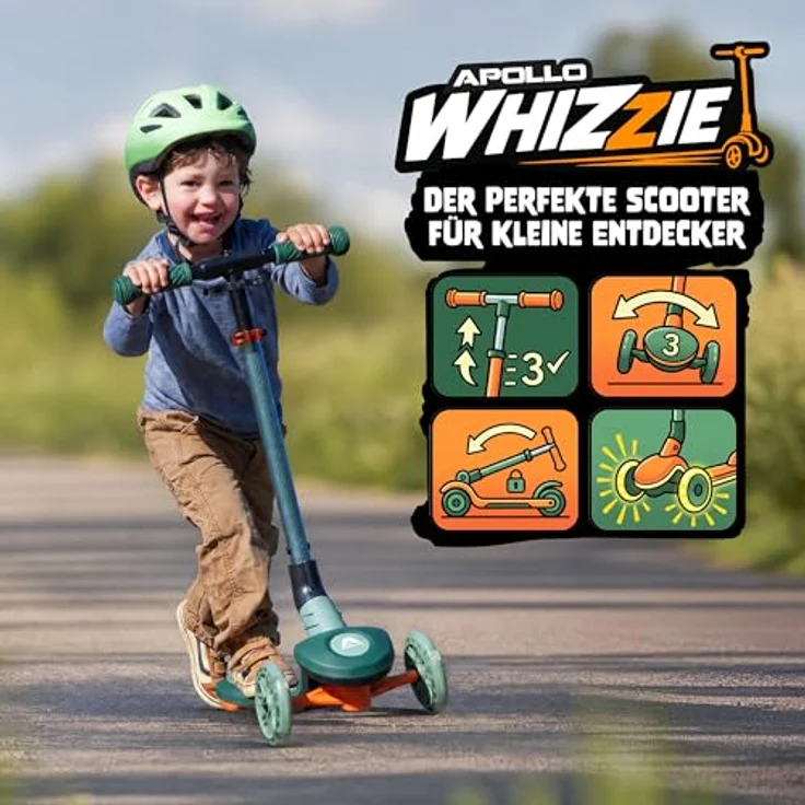 Apollo Whizzie LED Kinderroller, höhenverstellbarer Dreiradscooter für Kinder ab 3 Jahren, stabil und belastbar bis 60 kg – Bild 6