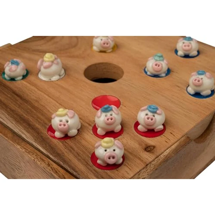 Philos 6339 - Schweinchen in der Grube, Würfelspiel mit Samena Holz Spielbrett und Keramik Spielfiguren – Bild 4