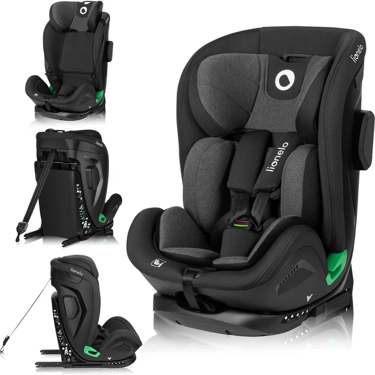 lionelo Autokindersitz HARPER I-SIZE, für Kinder von 76-150 cm, ISOFIX, 5-Punkt-Gurt, verstärkter Seitenaufprallschutz, waschbarer Bezug