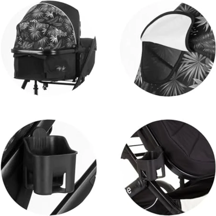 Chipolino Kinderwagen 2 in 1 Amore Getränkehalter Wickeltasche Fußabdeckung Korb, grau gemustert – Bild 4