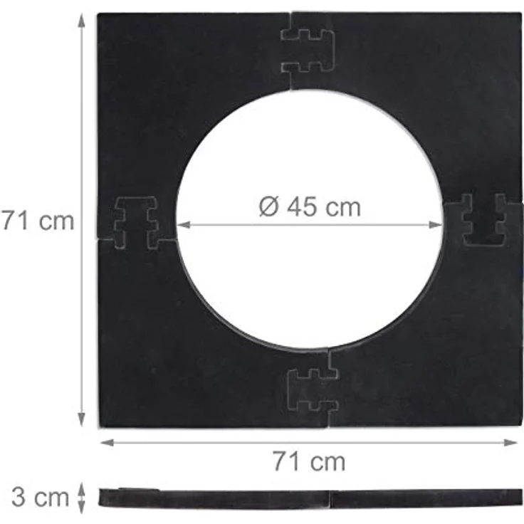 Relaxdays Schutzring für Dartscheiben, quadratisches Auffangfeld mit 3 cm dickem Wandschutz, 45 cm Durchmesser, 4 Teile – Bild 4