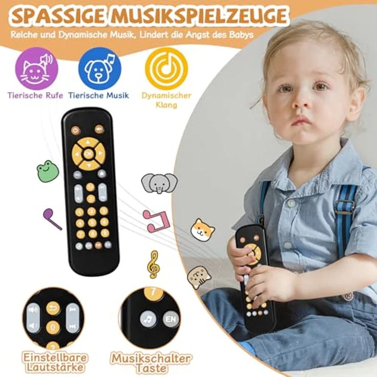 Orzbow Baby Spielzeug 6 Monate +, Einstellbare Lautstärke, Musikspielzeug mit Mehrstufigen Knöpfen, Montessori Spielzeug, Schwarz – Bild 3