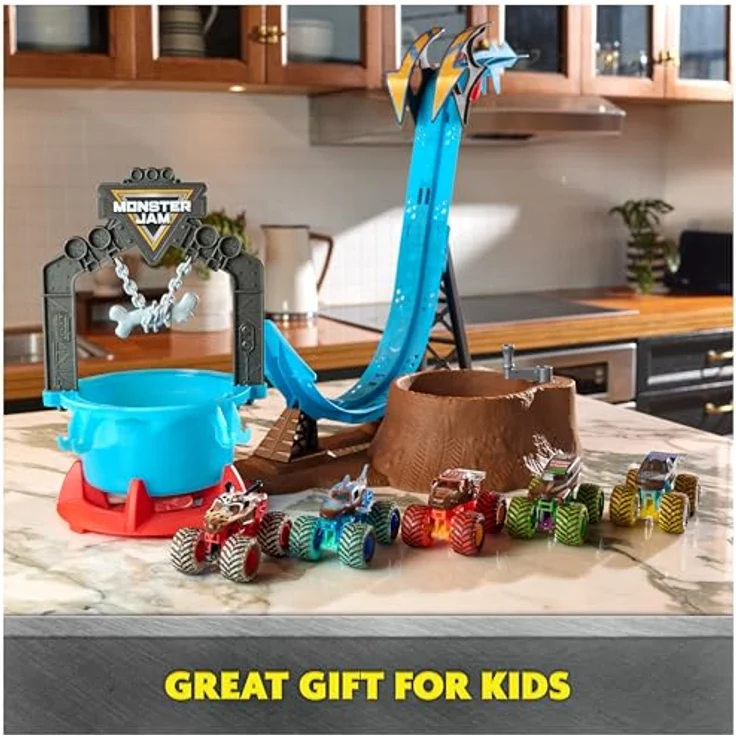 Monster Jam Mud Blasters Monster Mutt Dalmatian Dunk Tank, Spielset mit Farbwechsel-Funktion und 1:64 Monster Truck, inklusive Startrampe und Dunk-Tank – Bild 7