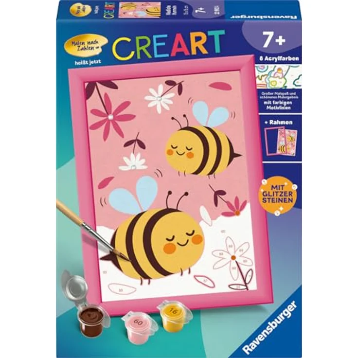 Ravensburger Malen nach Zahlen CreArt, Niedliche Hummeln, Made in Europe, mit 8 fertig gemischten Acrylfarben – Bild 2