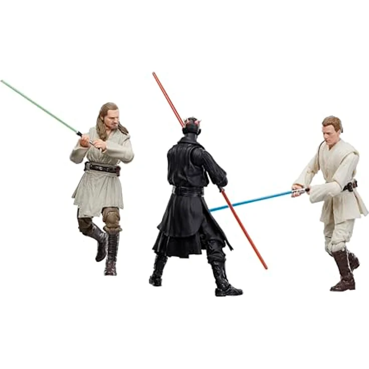 Star Wars The Black Series Qui-Gon Jinn, Darth Maul, Obi-Wan Kenobi Actionfiguren Set, 15,2 cm mit Lichtschwert-Zubehör, Fensterbox-Verpackung – Bild 1