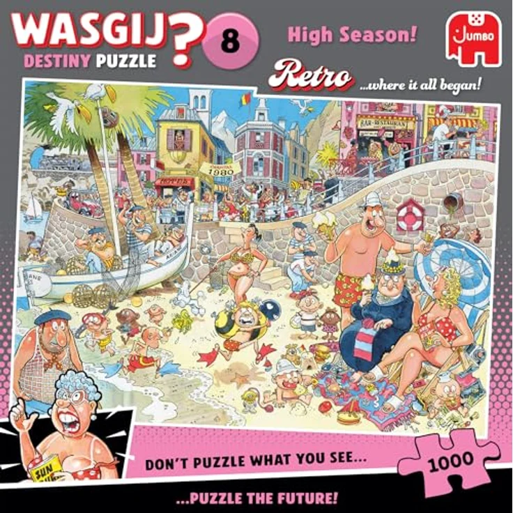 Wasgij Retro Destiny 8 High Season!, Puzzle mit 1000 Teilen und nostalgischem 80er Strandleben-Motiv – Bild 4