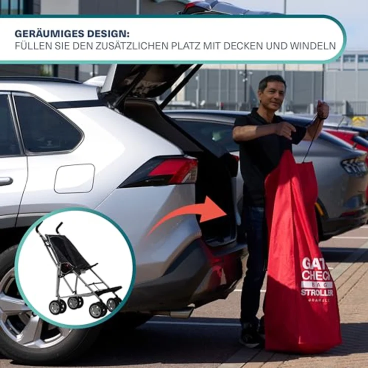 Bramble Transporttasche Kinderwagen, rot, 113 x 37 cm, aus robustem 600D Oxford-Gewebe, ideal für Reisen und Schutz bei Lagerung – Bild 4