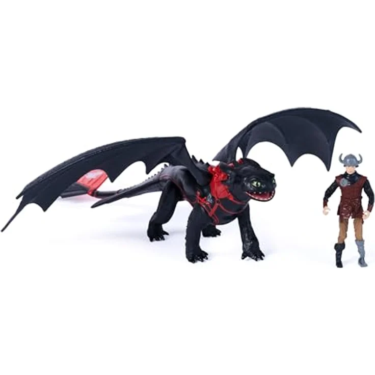 DreamWorks Dragons Drachenzähmen leicht gemacht - Actionfiguren-Set Hicks und Ohnezahn mit elastischen Flügeln, 33 cm Drache und 7,5 cm Wikinger, Spielzeug für Kinder ab 4 Jahren – Bild 5