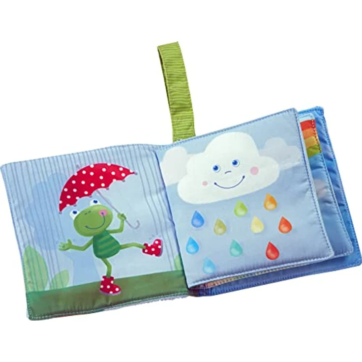 HABA 306028 - Stoffbuch Regenbogenwelt, Babybuch ab 6 Monaten, Bunt – Bild 4