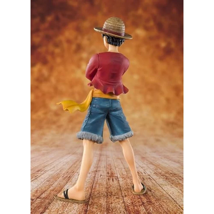 BANDAI Monkey D. Luffy Straw Hat, Figur, 14 cm, One Piece Figuarts Zero re-Run mit spezieller Bühne, rotes Hemd und blaue Shorts – Bild 3