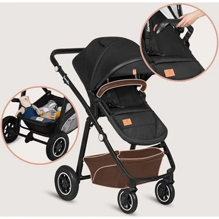 Lionelo Bianka, 3 in 1 Kombikinderwagen mit Autositz, Buggy und Reisewiege, ADAC-zertifiziert, grau – Bild 10
