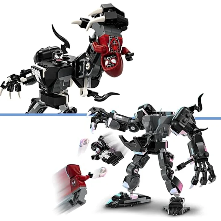 LEGO Marvel Venom Mech vs. Miles Morales, bewegliche Actionfiguren für Kinder, Spider-Man-Set mit Mini-Figuren für Superhelden-Duelle, Spielzeug-Geschenk für Jungen und Mädchen ab 6 Jahren 76276 – Bild 3