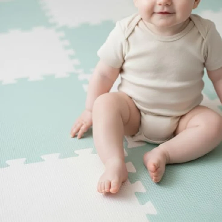 LittleTom Spielmatte Baby Puzzlematte Mint & Weiß - 18-teilig, 30x30 cm, 1 cm dicke EVA Schaumstoffmatte mit Anti-Rutsch-Profil und allergenfreier Oberfläche – Bild 5