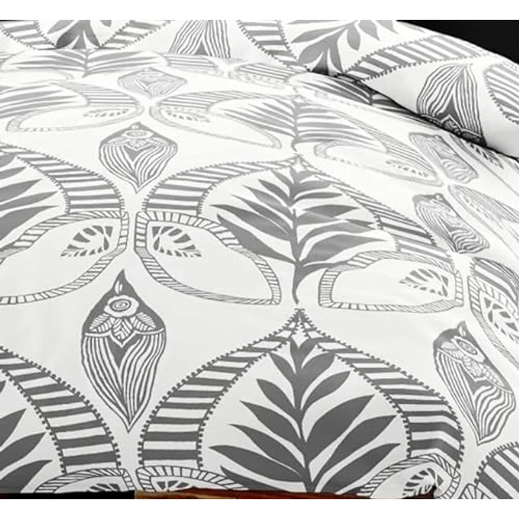 Bierbaum Mako Satin Bettwäsche 135x200cm 2 TLG. Ornamente Grau Offwhite – Bild 3