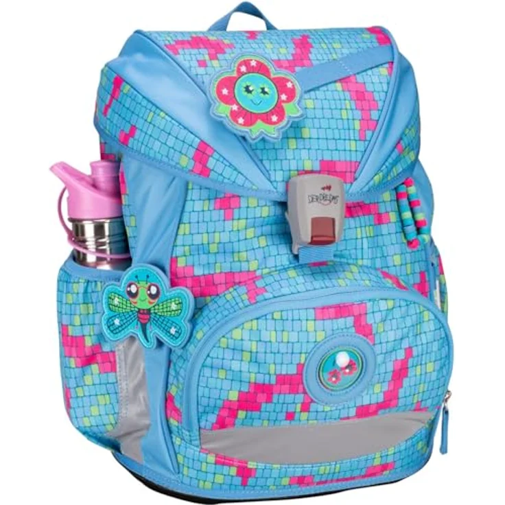 DerDieDas Schulranzen Set 5-TLG. ErgoFlex Superlight Happy Pixel, Ultraleichter Schulranzen mit Retroreflektierenden Flächen, Ergonomisch geformt – Bild 3