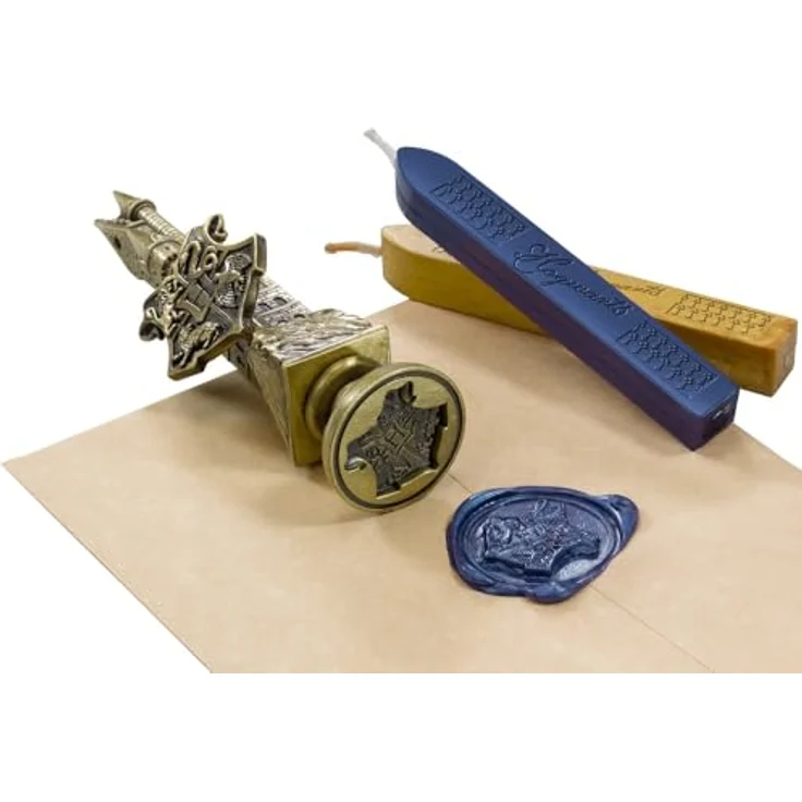 The Noble Collection Stempel Siegel Stempel Hogwarts, 10 cm hoch aus Metall mit zwei farbigen Wachsstiften in schöner Box – Bild 2