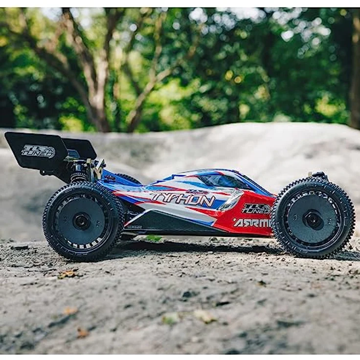 ARRMA TLR Tuned Typhon 6S 4 Wheel Drive BLX 1/8 Buggy RTR ARA8406 Car, Brushless Spektrum Antriebssystem, Race Spec-Farben – Bild 5