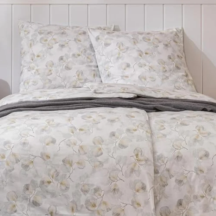 ESTELLA Feinflanell Bettwäsche Molveno Silber, 100% Baumwolle, warm und superweich, 1 Bettbezug 155 x 220 cm + 1 Kissenbezug 80 x 80 cm – Bild 3