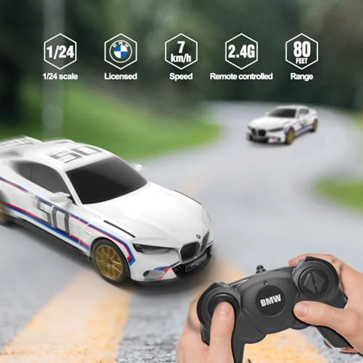 Samsung R/C 1:24 BMW 3.0 CSL, ferngesteuertes Modellauto in Weiß – Bild 4
