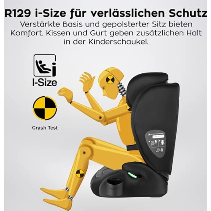 Tulano Joy 20, Kindersitz schwarz-grau, i-Size Zulassung, 13-fache Höhenverstellung, umwandelbar, mit Getränkehalter und Sonnenblenden – Bild 6