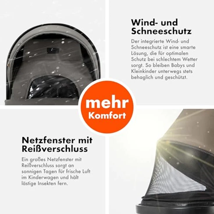 Daliya FLEXI-PRO M 3in1 Kinderwagen & Buggy mit i-Size Babyschale, einhändig abnehmbare Babywanne, großer Einkaufskorb, leicht – Bild 8