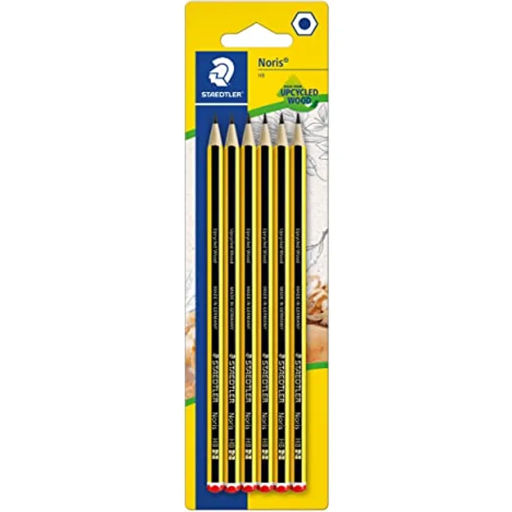 STAEDTLER Noris 120 Bleistift, HB, Made from Upcycled Wood, rutschfeste Soft-Oberfläche, hohe Bruchfestigkeit, Blisterkarte mit 6 Stück