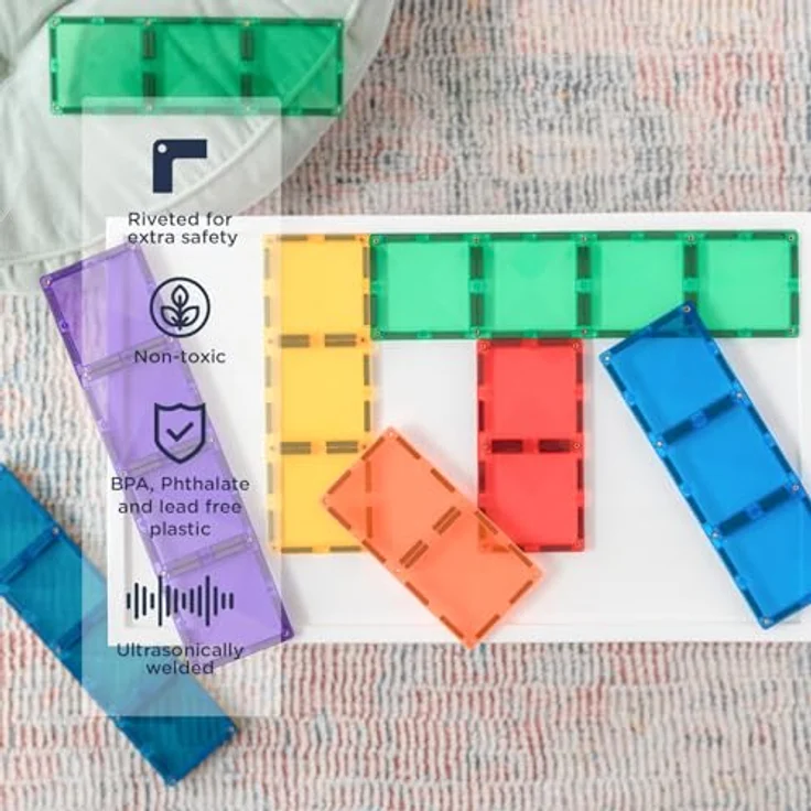 Connetix Magnetspielbausteine Rainbow Rectangle Pack verstärkte Magnete pädagogisches Lernspiel (Open Play, 18 Teile), ab 3 Jahren – Bild 3