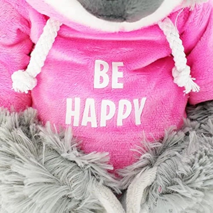 BEMIRO Faultier Kuscheltier rosa mit Pullover Be Happy - ca. 50 cm, Faultier Kuscheltier mit Pulli, Kletthände zum anhängen, Plüschtier Faultier mit Hoodie – Bild 5