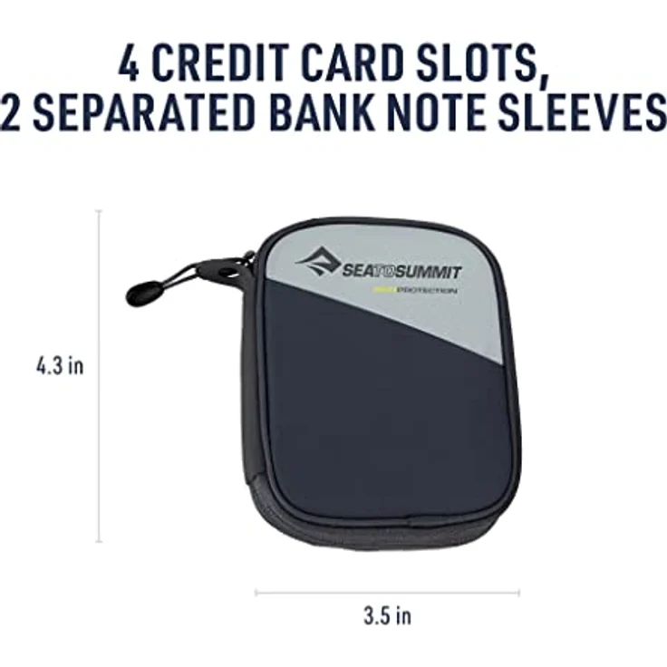 Sea to Summit Ultra-Sil Geldbörse RFID-Blocker Schutz, grau, 4 Fächer für Karten, 2 Geldscheinfächer, Zipperfach für Münzgeld – Bild 6